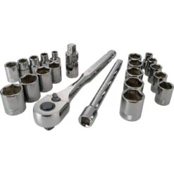 Craftsman 3/8 In. Drive Metric And SAE 6 Point Socket And Ratchet Set 22 Pc