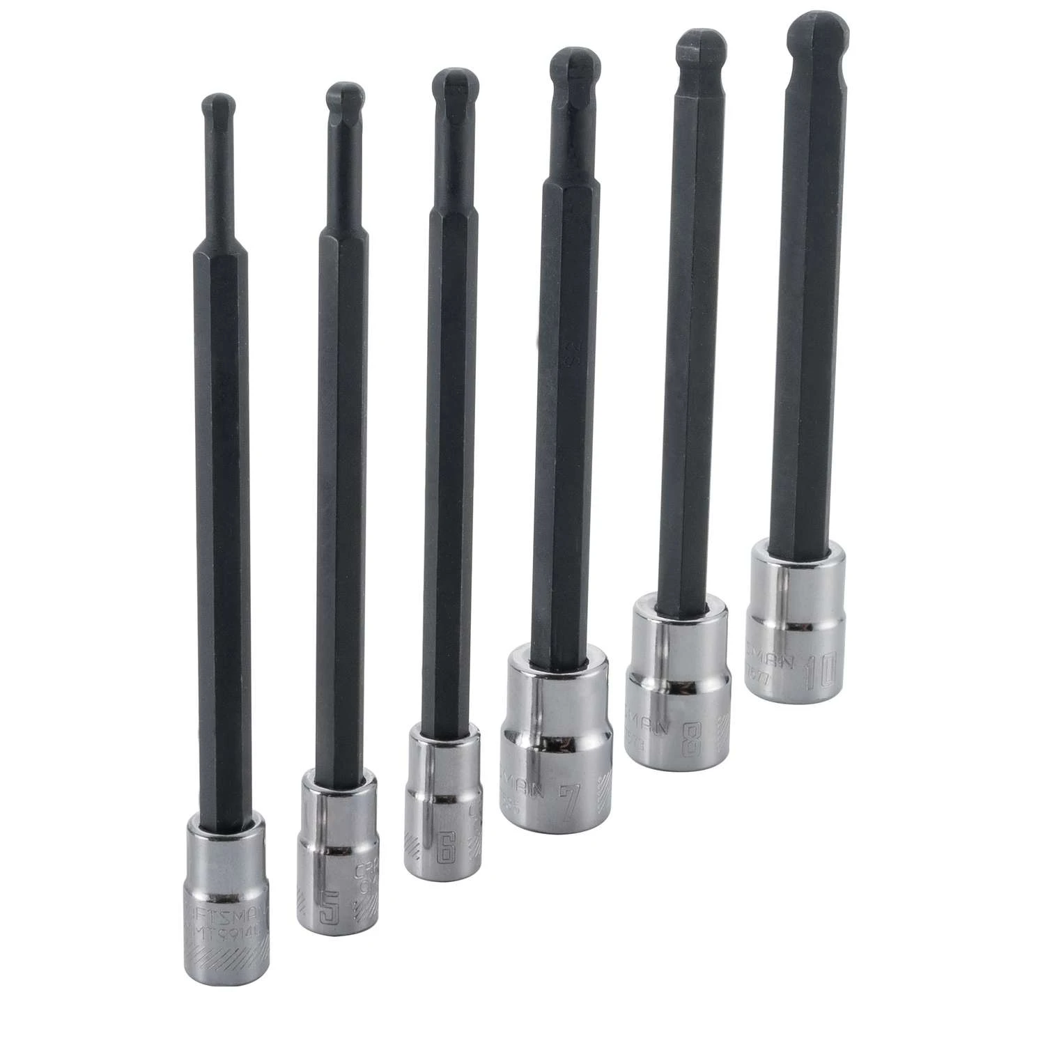 Craftsman 1/4 And 3/8 In. Drive Metric 6 Point Long Ball Hex Bit Socket Set 6 Pc 1 Craftsman 1/4 And 3/8 In. Drive Metric 6 Point Long Ball Hex Bit Socket Set 6 Pc