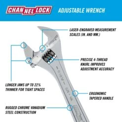 Channellock 8 Point Metric And SAE Adjustable Wrench 6 In. L 1 Pc 5 Channellock 8 Point Metric And SAE Adjustable Wrench 6 In. L 1 Pc -Irwin Store 152a6f97 7c83 41c8 8008 f86bba7d035e