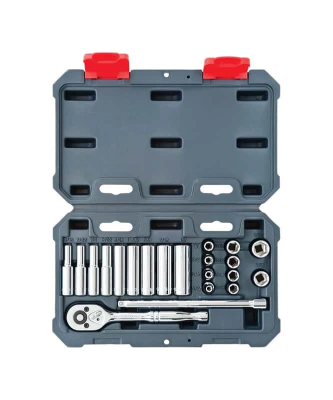 Crescent Assorted Sizes X 1/4 In. Drive SAE 6 Point Socket Wrench Set 26 Pc 1 Crescent Assorted Sizes X 1/4 In. Drive SAE 6 Point Socket Wrench Set 26 Pc