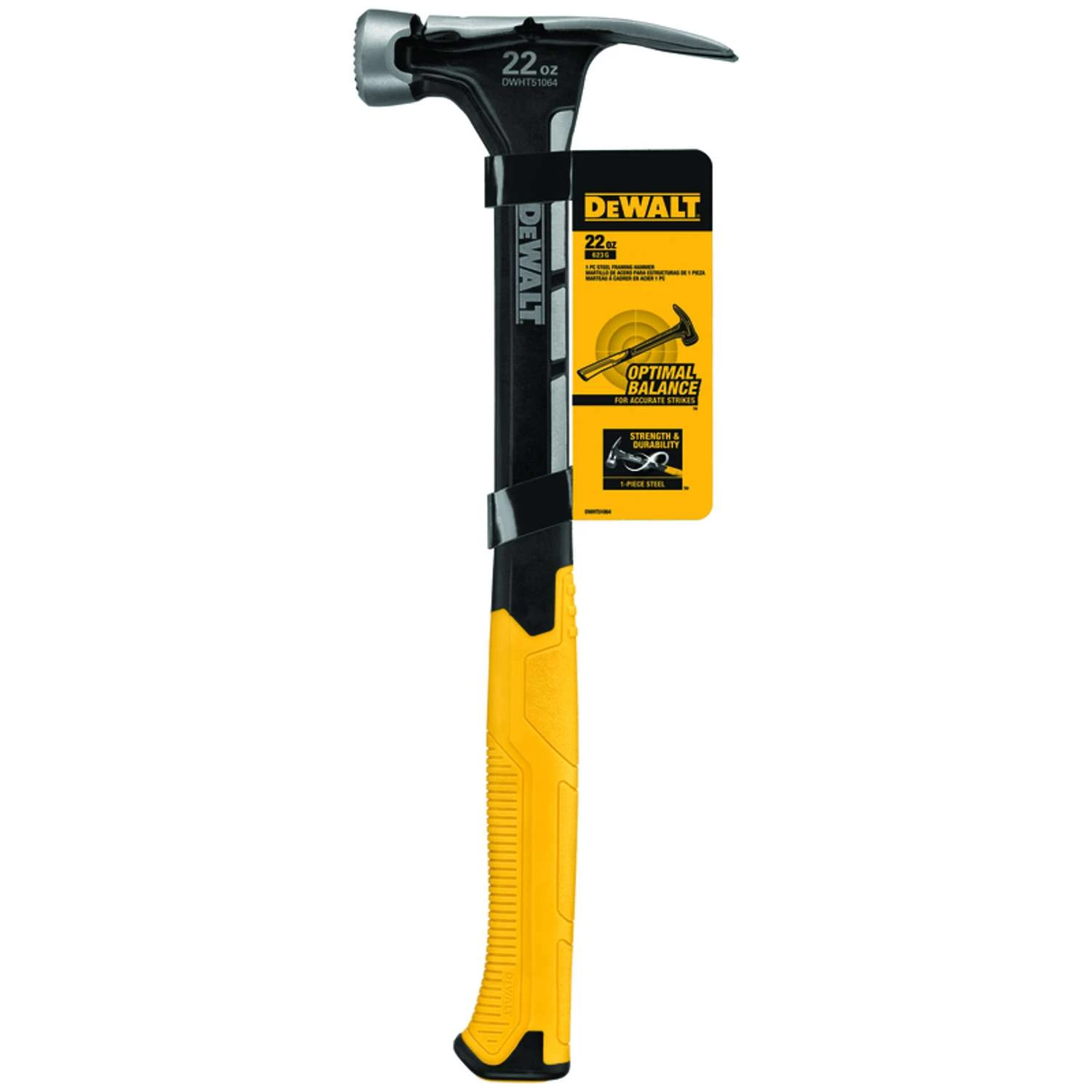 DeWalt 22 Oz Checkered Face Claw Hammer 14 In. Steel Handle 1 DeWalt 22 Oz Checkered Face Claw Hammer 14 In. Steel Handle