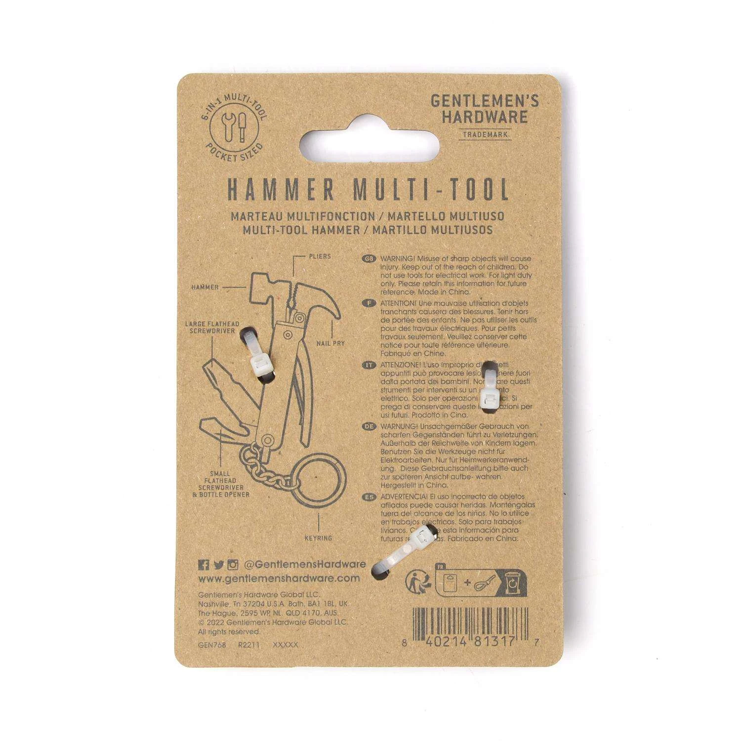 Gentlemen's Hardware Hammer Multi-Tool 1 Pc 3 Gentlemen's Hardware Hammer Multi-Tool 1 Pc - Image 3