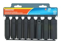 Crescent Assorted In. X 1/2 In. Drive Metric 6 Point Deep Impact Socket Set 8 Pc