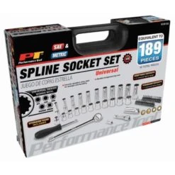 Performance Tool 3/8 In. Drive Metric And SAE Universal Spline Socket Set 189 Pc