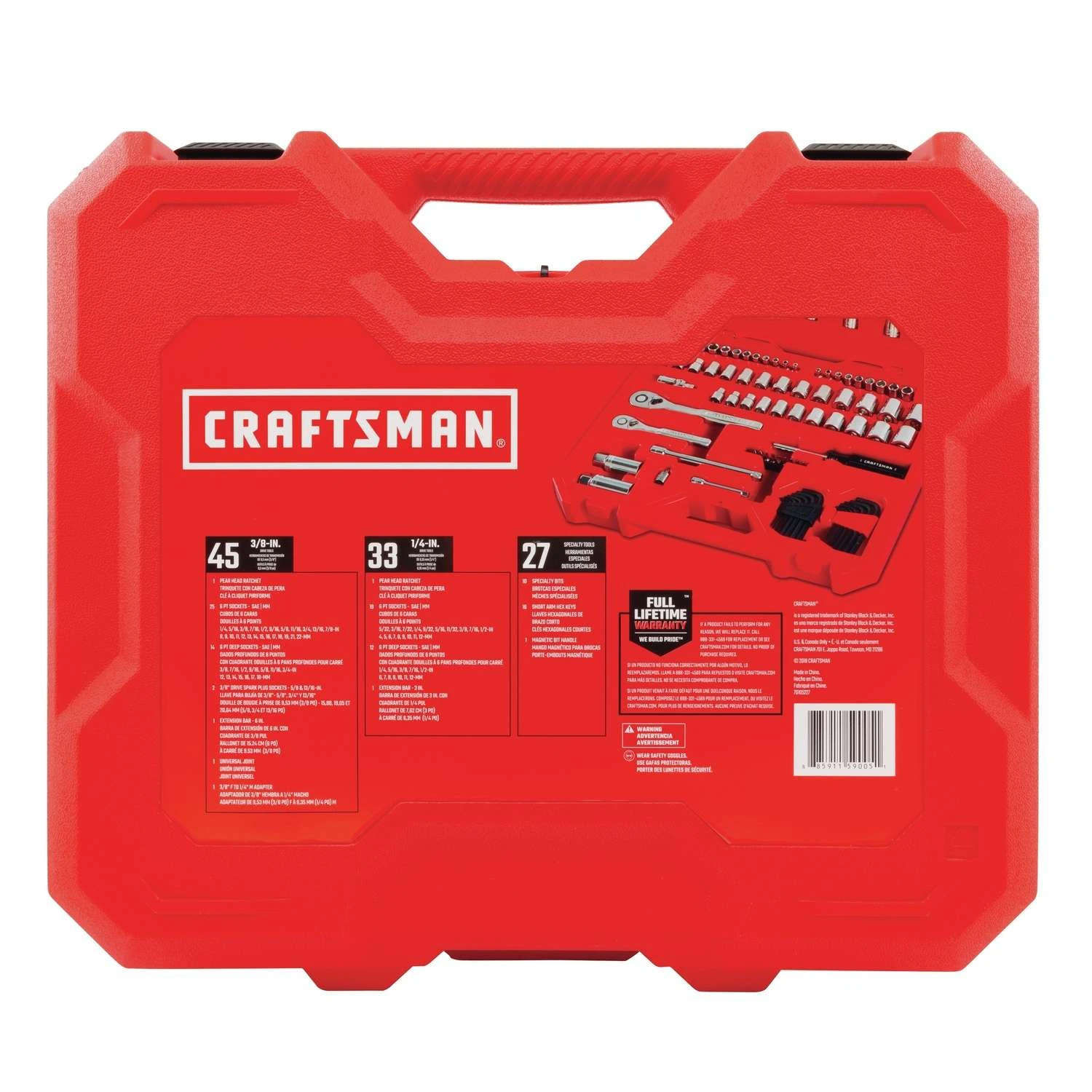 Craftsman 1/4 And 3/8 In. Drive Metric And SAE 6 Point Mechanic's Tool Set 105 Pc 4 Craftsman 1/4 And 3/8 In. Drive Metric And SAE 6 Point Mechanic's Tool Set 105 Pc - Image 4