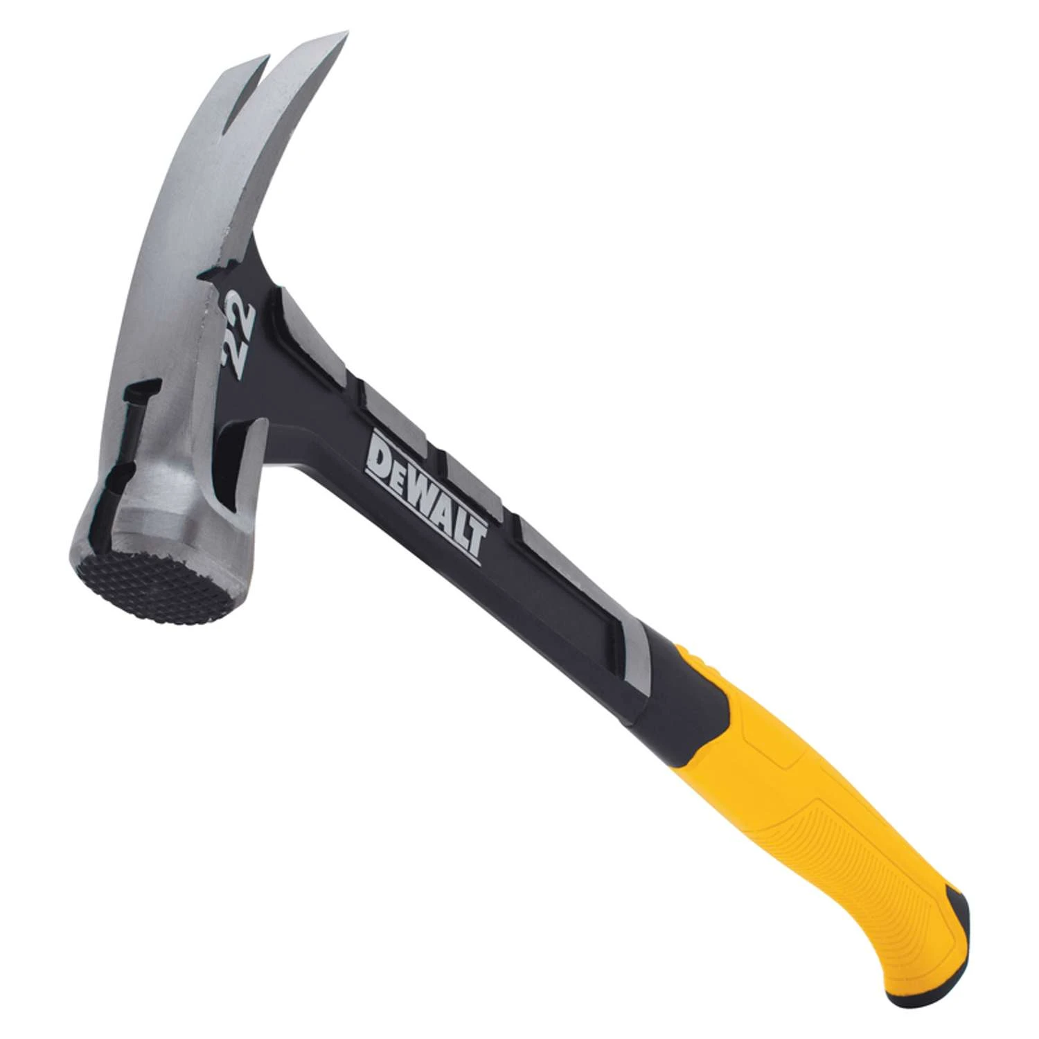 DeWalt 22 Oz Checkered Face Claw Hammer 14 In. Steel Handle 2 DeWalt 22 Oz Checkered Face Claw Hammer 14 In. Steel Handle - Image 2