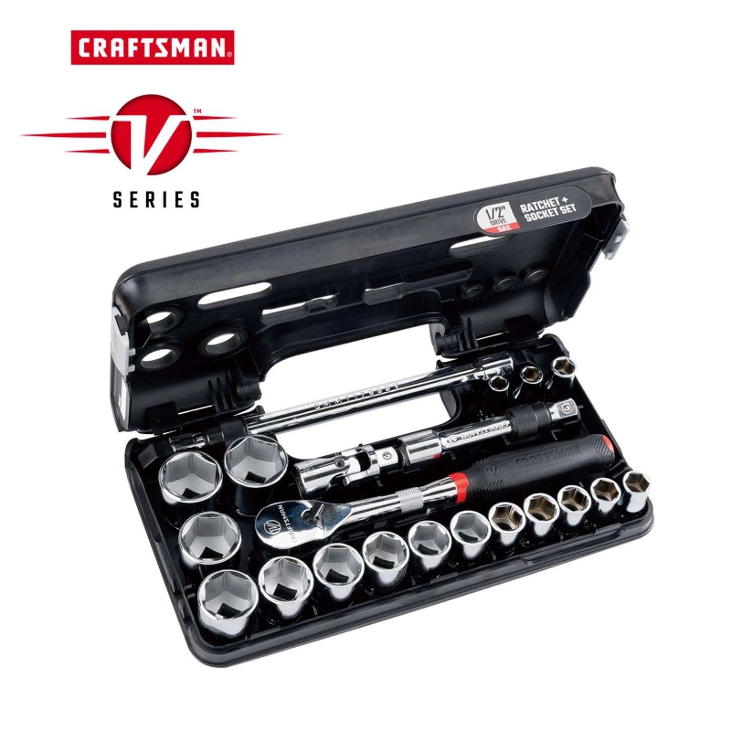 Craftsman V-Series 1/2 In. Drive SAE 6 Point Socket And Tool Set 21 Pc 2 Craftsman V-Series 1/2 In. Drive SAE 6 Point Socket And Tool Set 21 Pc - Image 2