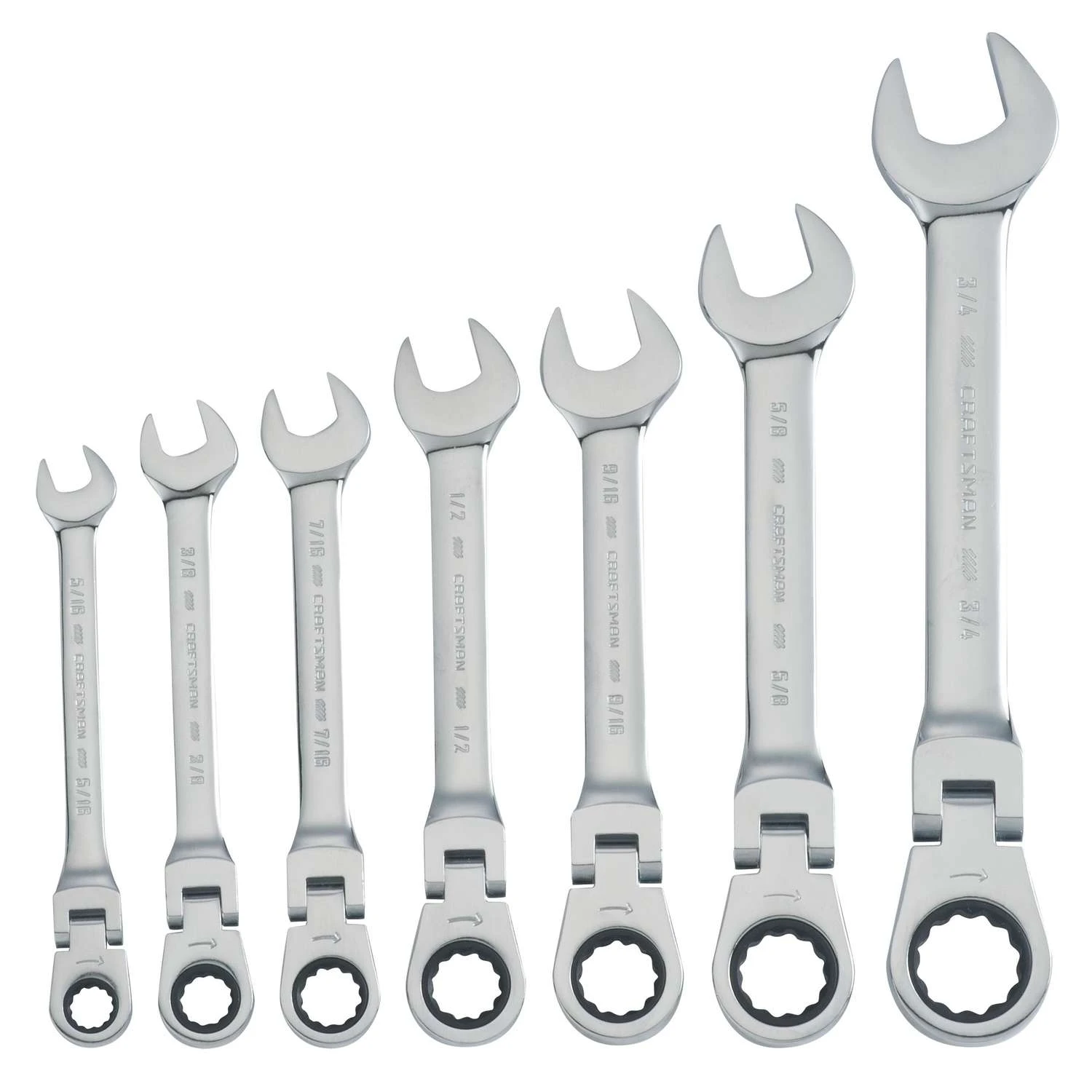 Craftsman SAE Reversible Ratcheting Flex Head Combination Wrench Set 7 Pc 2 Craftsman SAE Reversible Ratcheting Flex Head Combination Wrench Set 7 Pc - Image 2