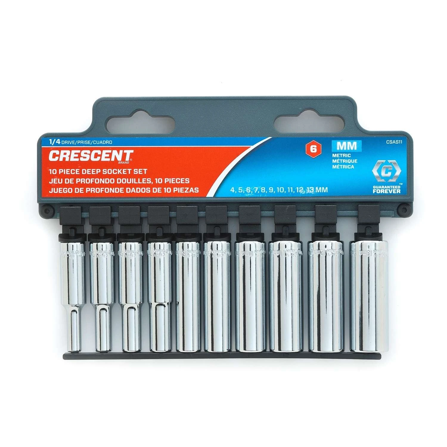 Crescent Assorted Sizes X 1/4 In. Drive Metric 6 Point Deep Well Socket Set 10 Pc 1 Crescent Assorted Sizes X 1/4 In. Drive Metric 6 Point Deep Well Socket Set 10 Pc