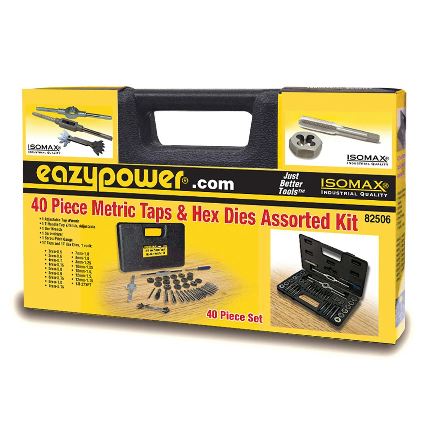 Eazypower Isomax Tungsten Steel Metric Tap And Die Set 40 Pc 1 Eazypower Isomax Tungsten Steel Metric Tap And Die Set 40 Pc