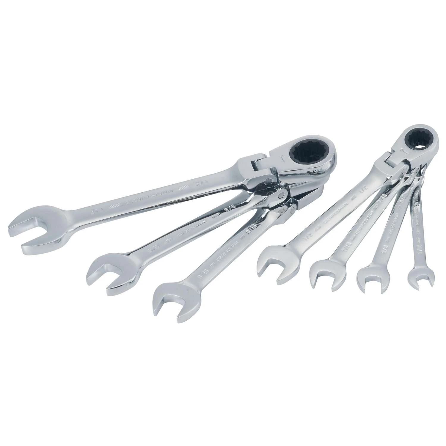 Craftsman SAE Reversible Ratcheting Flex Head Combination Wrench Set 7 Pc 3 Craftsman SAE Reversible Ratcheting Flex Head Combination Wrench Set 7 Pc - Image 3