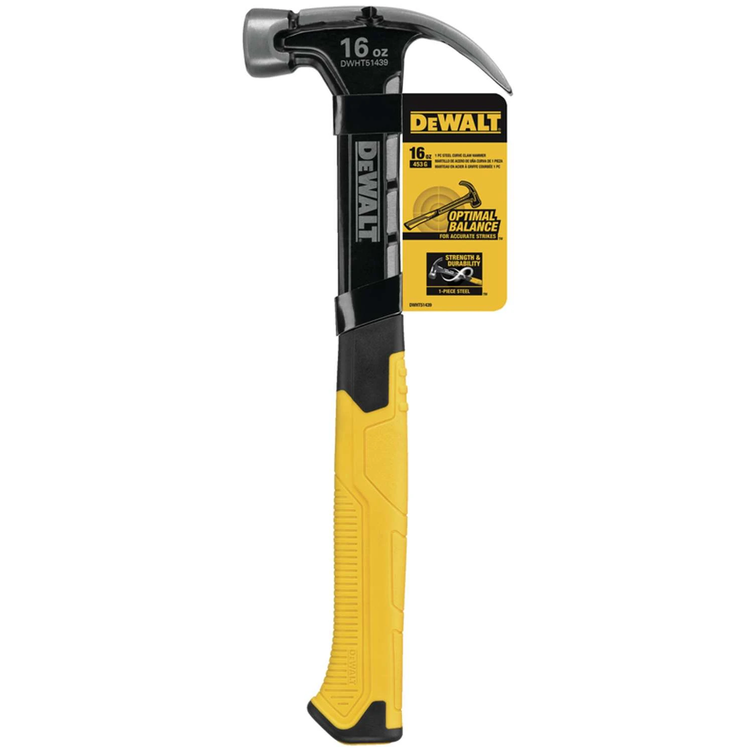 DeWalt 16 Oz Smooth Face Curve Claw Hammer 11-3/4 In. Steel Handle 1 DeWalt 16 Oz Smooth Face Curve Claw Hammer 11-3/4 In. Steel Handle