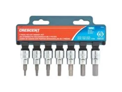 Crescent Assorted Sizes X 3/8 In. Drive Metric 6 Point Hex Bit Socket Set 7 Pc